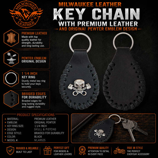 Milwaukee Leather Black Key Chain MLA9525