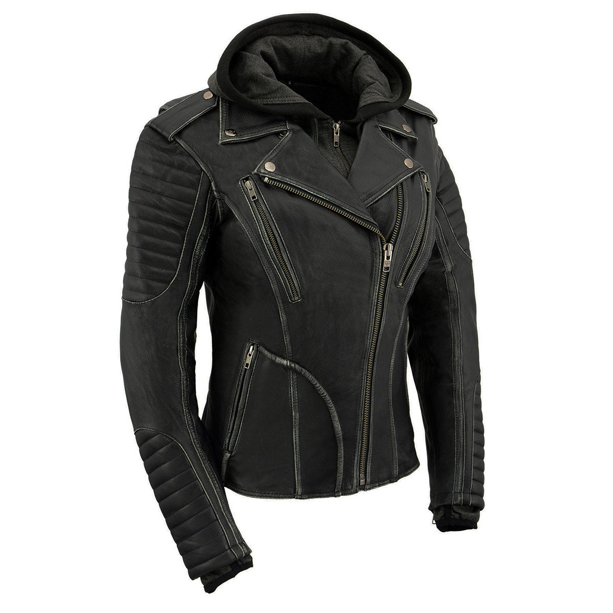 Milwaukee Leather MLL2516 Black Leather Rub-Off Leather Jacket