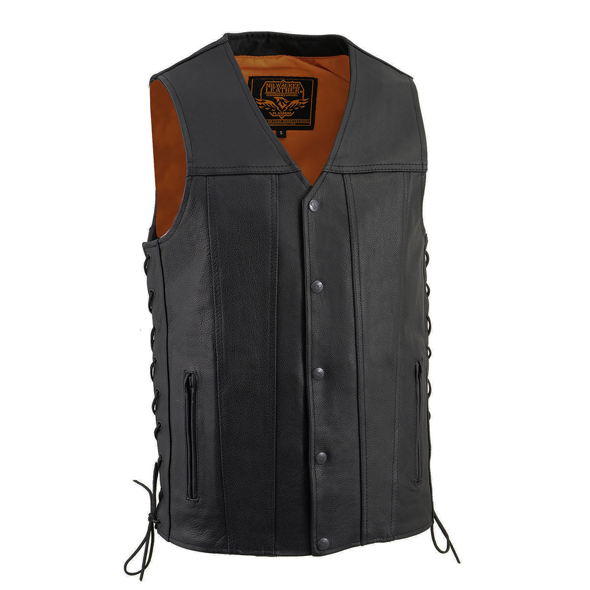 Milwaukee Leather MLM3520 Men's Black Leather Vest - Classic V