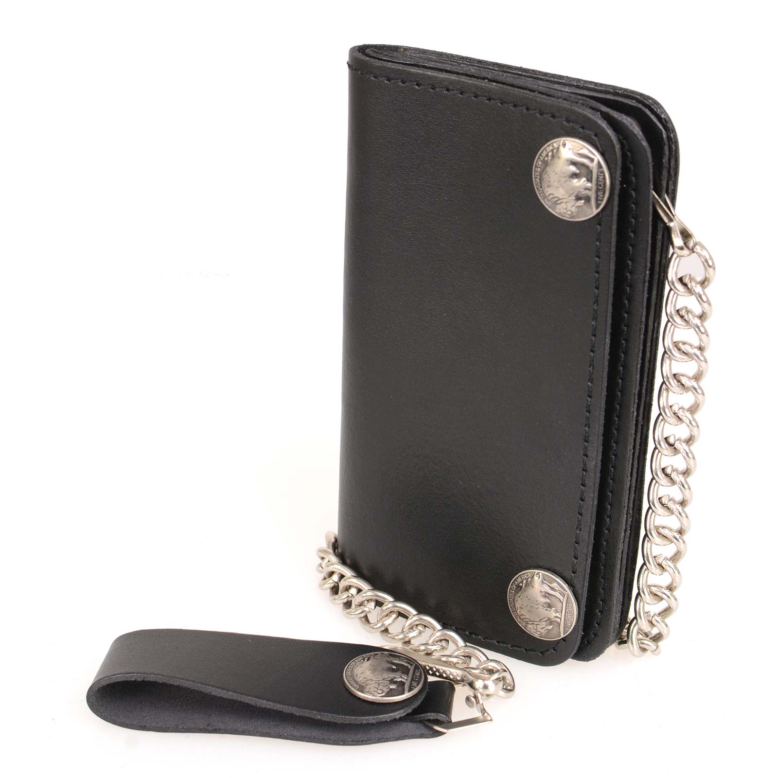 Milwaukee Leather MLW7801 Men's 6” Leather Long Bi-Fold Biker