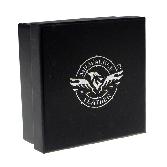 Milwaukee Leather MP7103 Men's Black Studs and Skulls Genuine Leather Belt with Buckle - 1.5 inches Wide