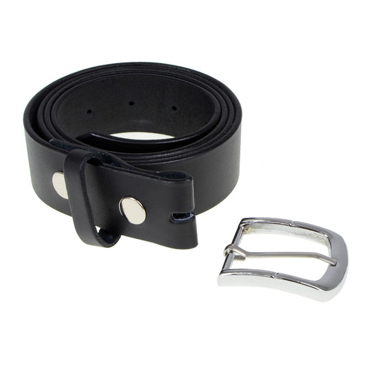 Milwaukee Leather MP7114 Men's Light Black Genuine Leather Belt with Interchangeable Buckle - 1.5 inches Wide