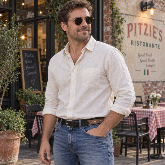 Milwaukee Leather Men's Two-Tone Stud Genuine Leather Belt, MP7130