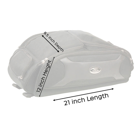 Milwaukee Performance MP8107 Medium Black Long Textile Motorcycle Back Trunk Rack Travel Bag