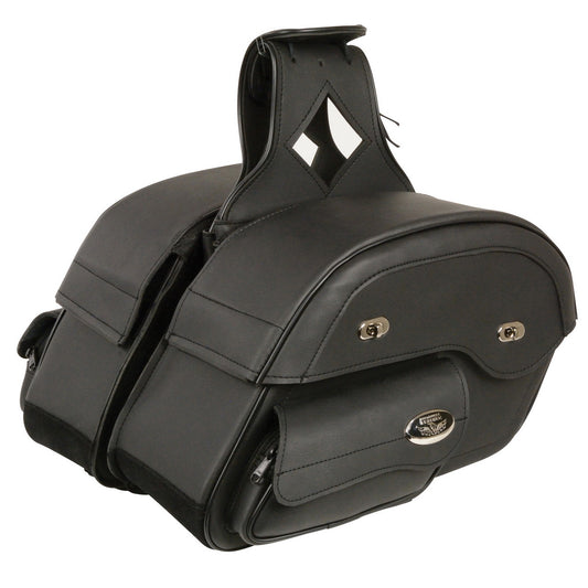 Milwaukee Leather MP8306 Black Large Cruiser Style Slant Throw Over Saddlebags