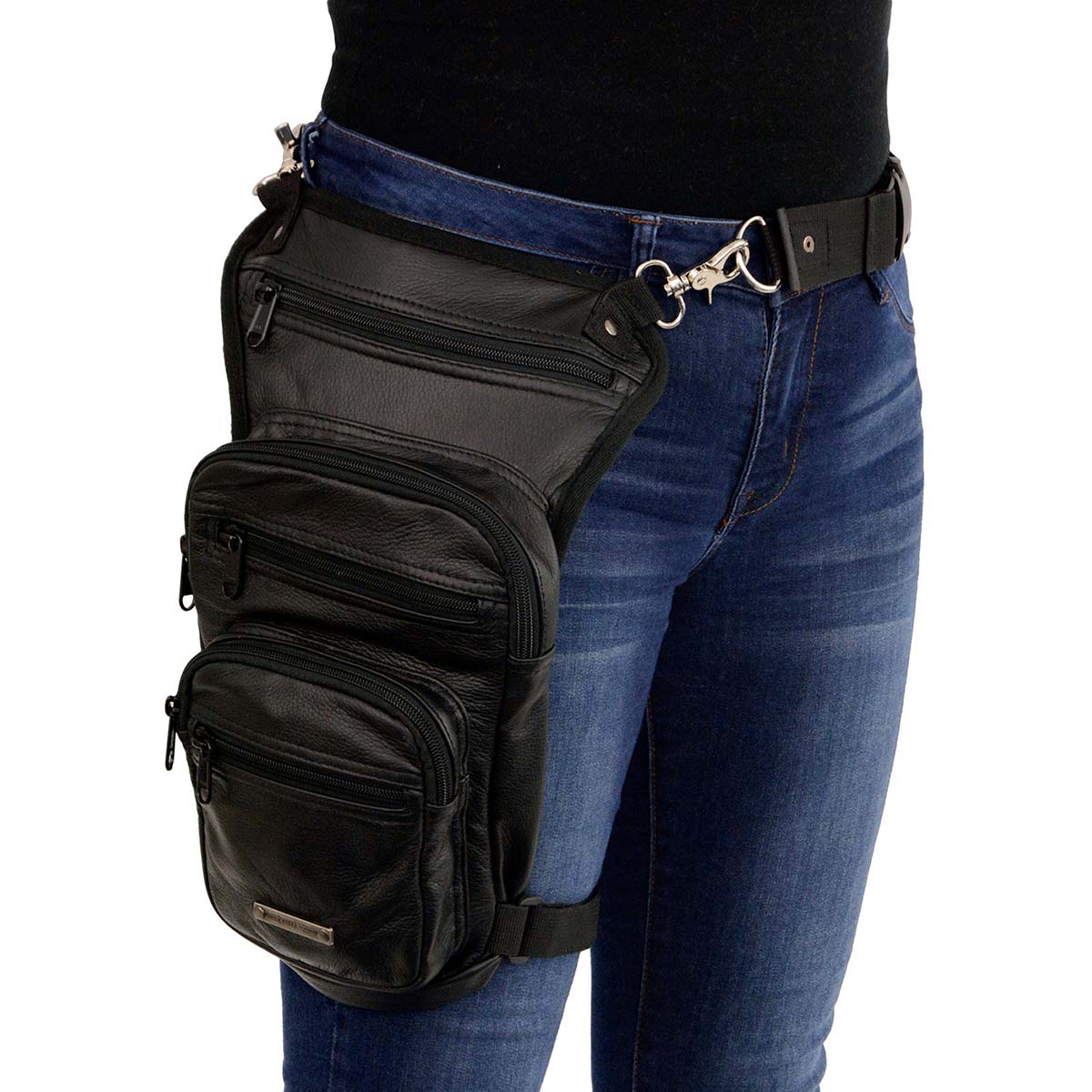 Milwaukee Leather MP8895 Conceal an Carry Black Leather Thigh Bag