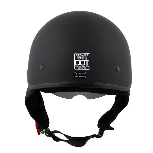 Milwaukee Helmets MPH9718DOT Momentum Matte Black Half Face Motorcycle DOT Bikers Helmet w/ Drop Down Visor