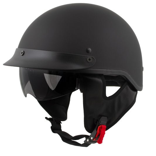 Milwaukee Helmets MPH9718DOT Momentum Matte Black Half Face Motorcycle DOT Bikers Helmet w/ Drop Down Visor