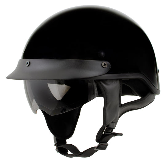 Milwaukee Helmets MPH9719DOT Momentum DOT Black Half Face Motorcycle Bikers Helmet w/ Drop Down Visor