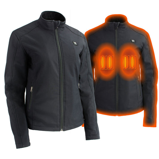 Nexgen Heat MPL2760SET Women's Black 'Heated' Soft Shell Zipper Front Heated Jacket for Riding Hunting
