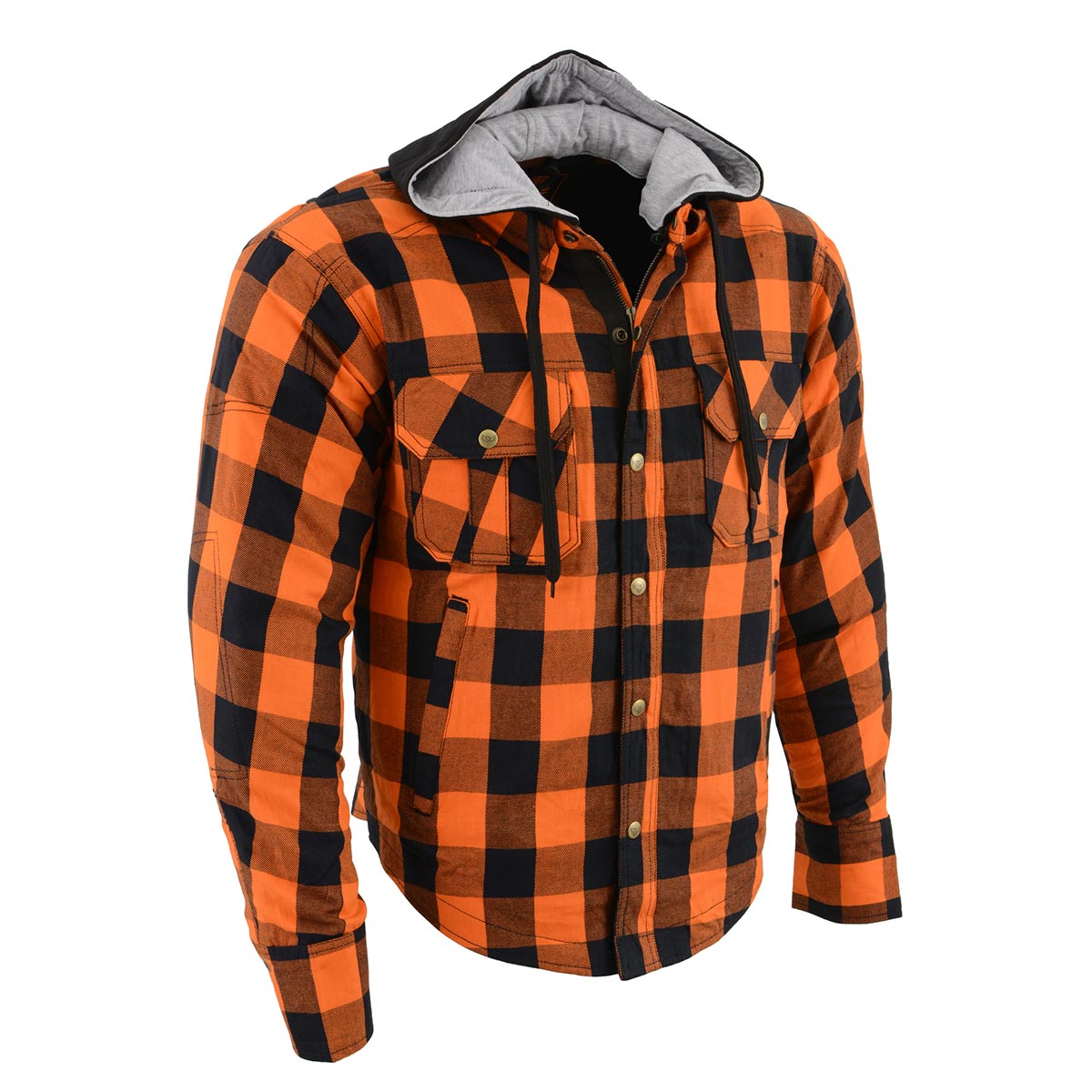 BRIDGMONT Men's Kevlar Lined Flannel Shirt Jacket - CE Armour - Red White - Motorcycle Touring