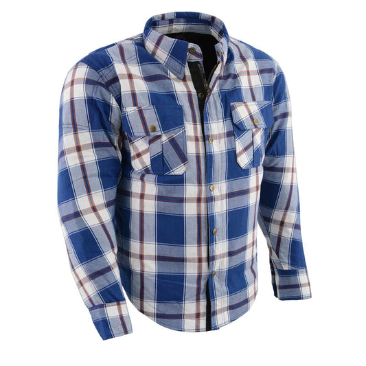 Milwaukee Leather Men's Armored Long Sleeve Flannel Biker Shirt, MPM1645
