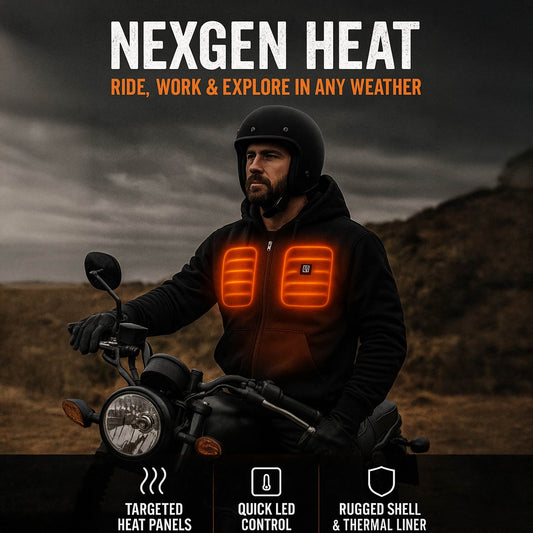 Nexgen Heat MPM1713SET12v Men's Black Heated Front Zipper Hoodie Jacket for Winter Outdoor Activities
