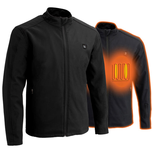 Nexgen Heat MPM1762SET Men’s Soft Shell Heated jacket - Black Standup Collar Jacket for Winter Cold Weather
