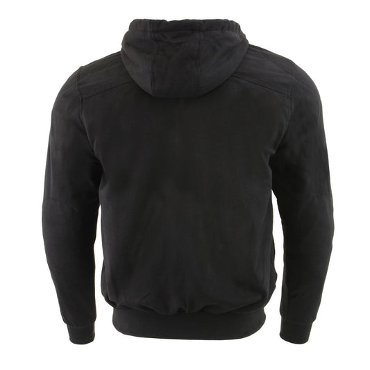 Milwaukee Leather MPM1788 Men's Black CE Approved Armored Riding Hoodie Sweater w/ Aramid by DuPont Fibers