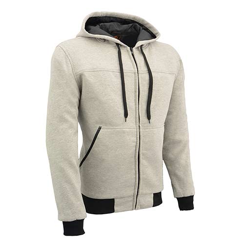 Milwaukee Leather Men's Streetguard Silver CE Armored Riding Hoodie, Shoulder and Elbow Armor - MPM1788