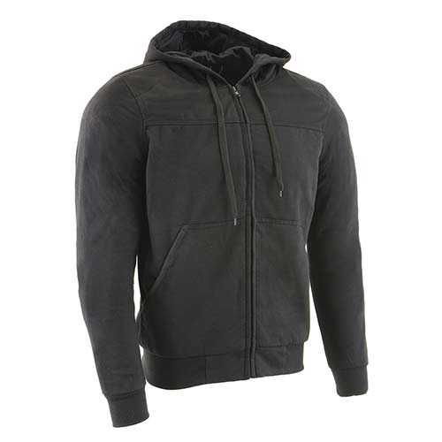 Milwaukee Leather MPM1788 Men's Black CE Approved Armored Riding Hoodie Sweater w/ Aramid by DuPont Fibers