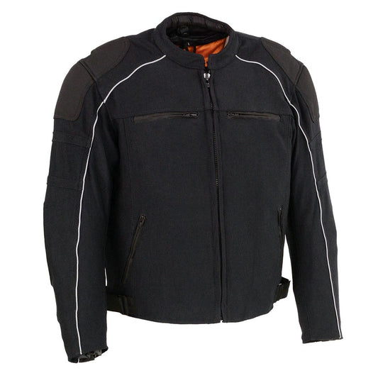 Milwaukee Leather Men's Black Armored Textile Motorcycle Jacket-All Season Jacket w/ Removable Liner - MPM1791