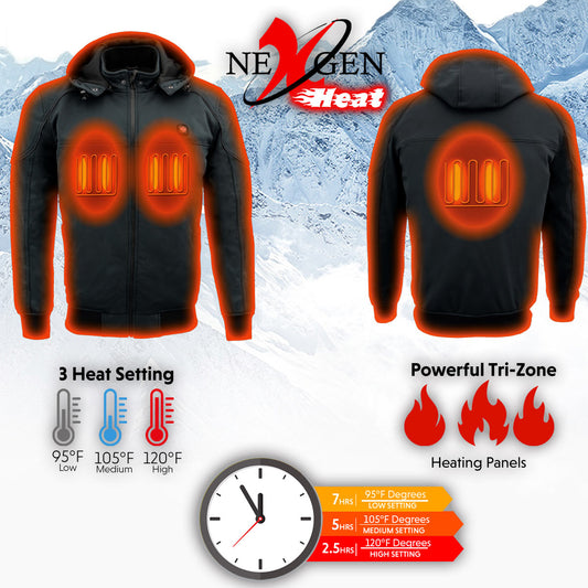 NexGen Heat Men’s Heated – Soft Shell Racing Style Jacket, 7.4V, 3 Heat Levels, Night Visibility – Cold MPM1761SET