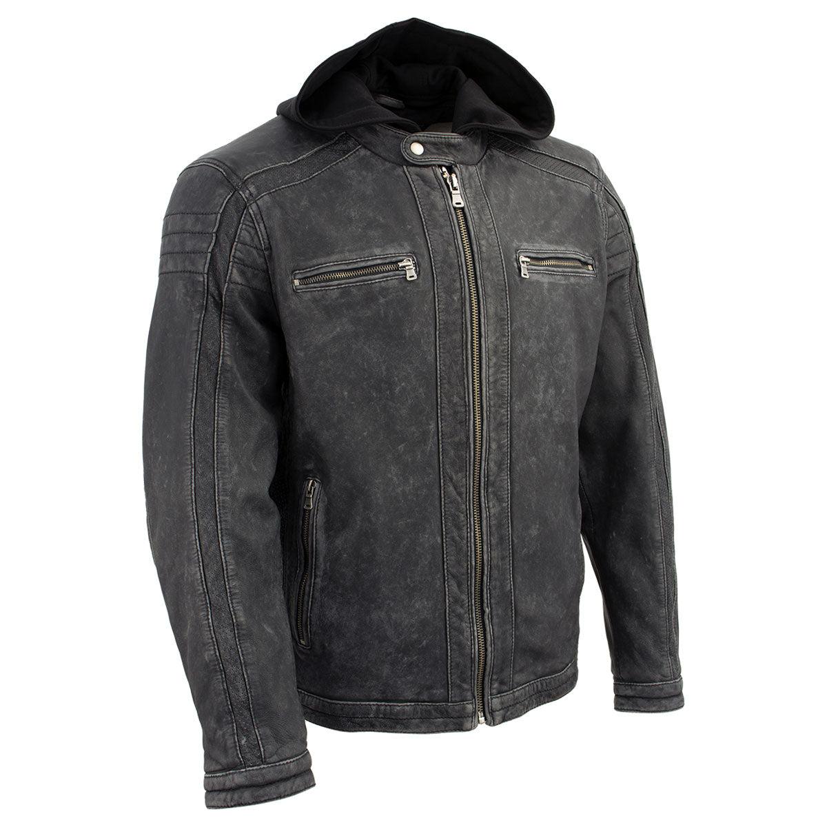 Milwaukee Leather Herren Lederblazer – Schwarz, 2-Knopf-Verschluss, Mit Innentaschen