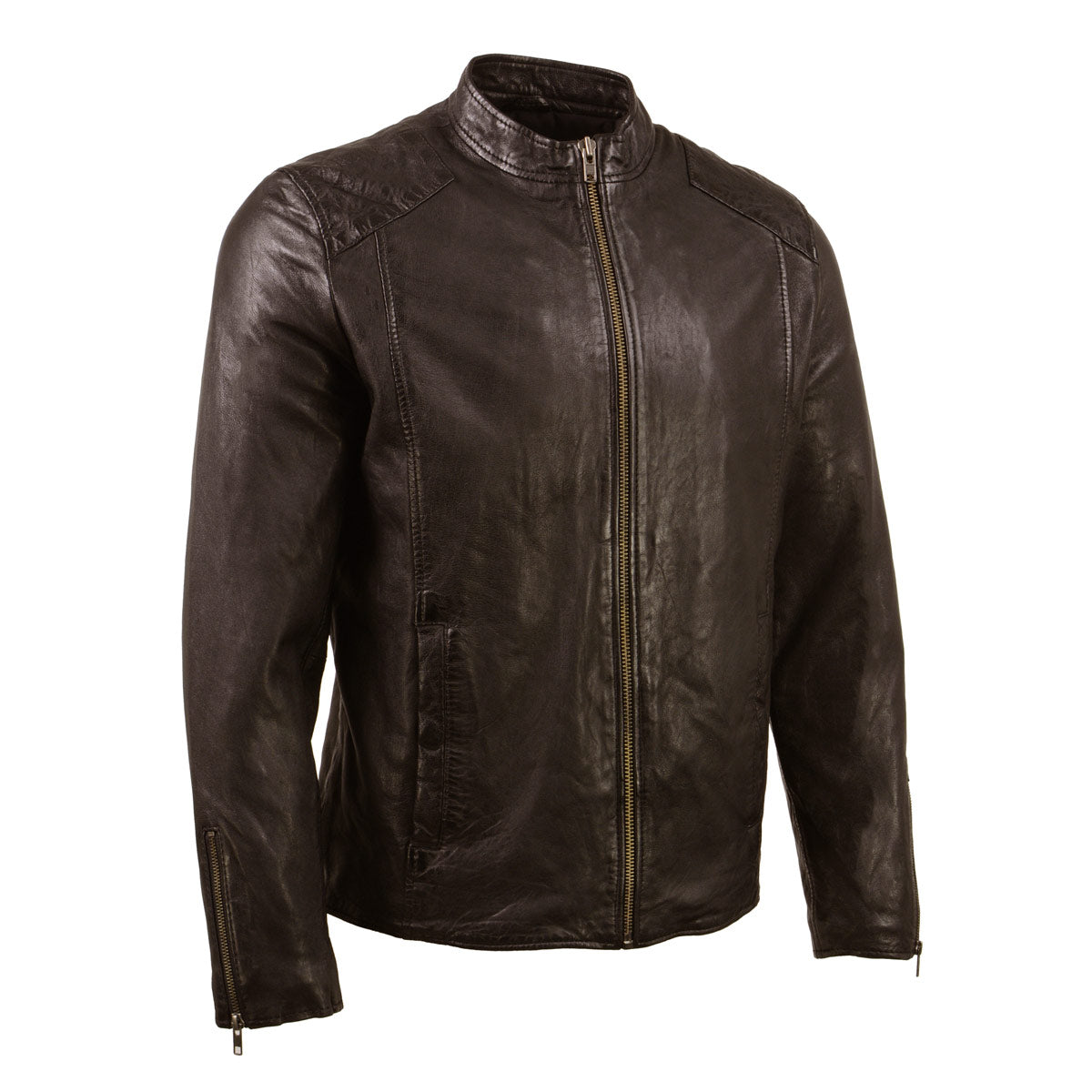 Gilet In Pelle Nera Da Moto Milwaukee Leather - Modello Old Glory Con Fodera A Bandiera Americana E Tasche Nascoste - 6