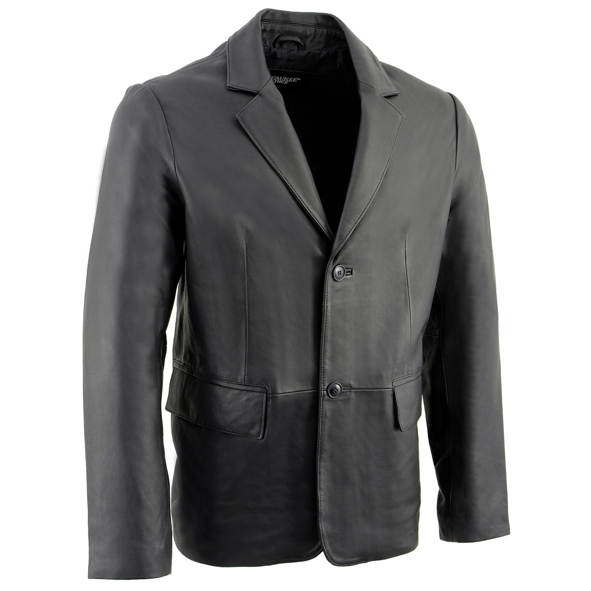 Milwaukee Leather SFM1880 Men's Black 2-Button Closure Car Coat Blazer Leather Jacket - Black / Large Milwaukee Leather SFM1880 Men's Black 2-Button Closure Car Coat Blazer Leather Jacket - Black / Large