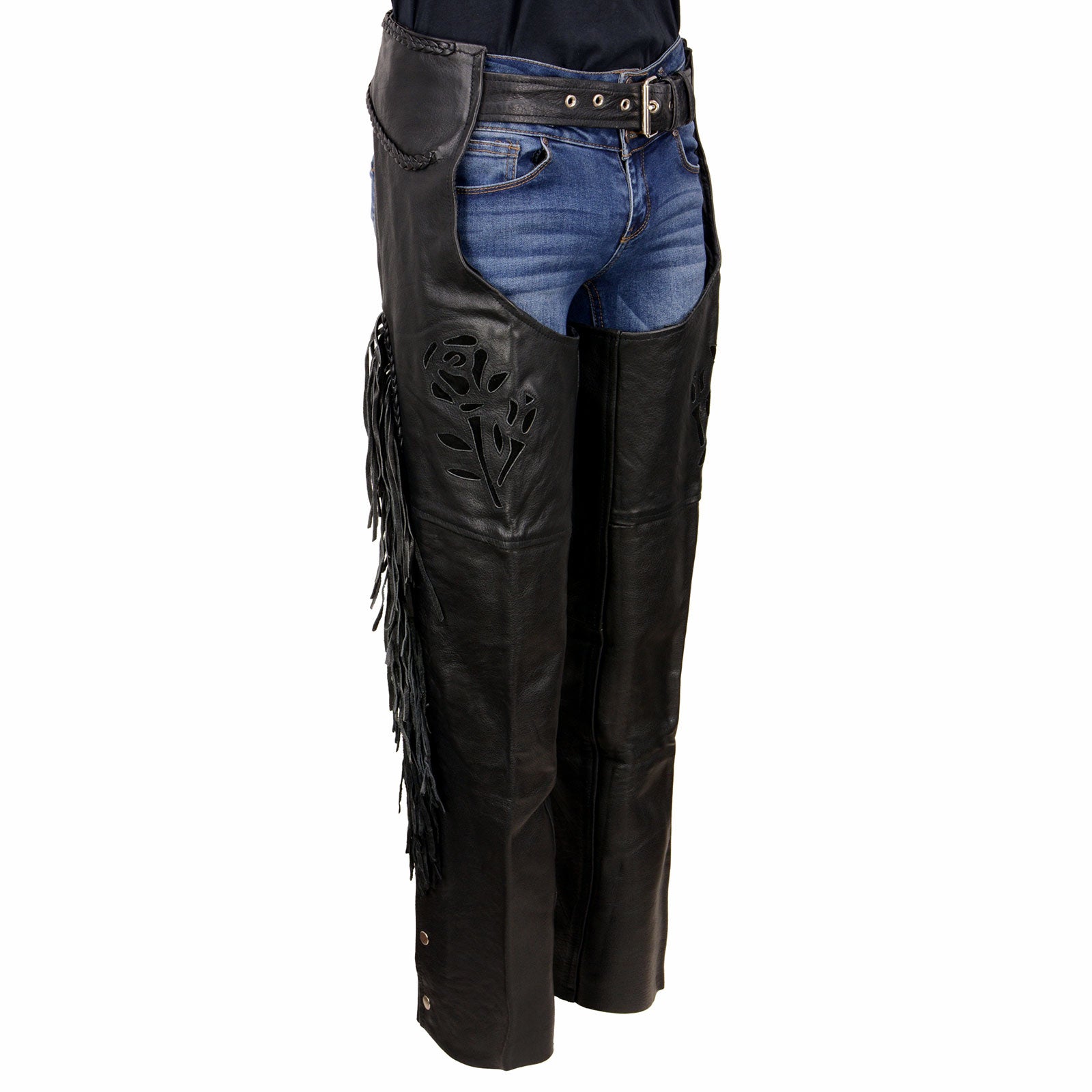 Milwaukee Leather SH1116 Women's Classic Braided & Fringed Black Milwaukee Leather SH1116 Women's Classic Braided & Fringed Black