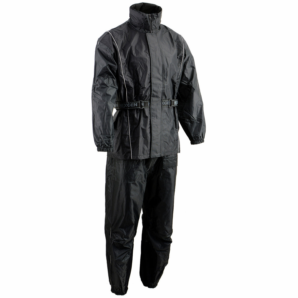 NexGen SH2225 Men's Black Waterproof Rain Suit with Reflective