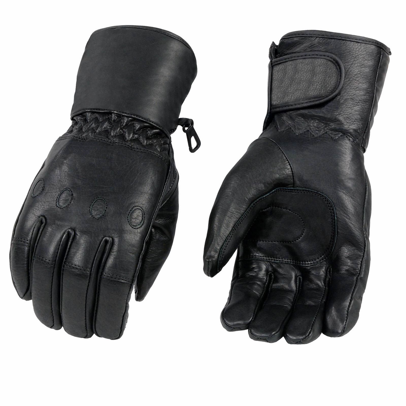 Milwaukee Leather Men's Black Gauntlet Motorcycle Gloves-Black