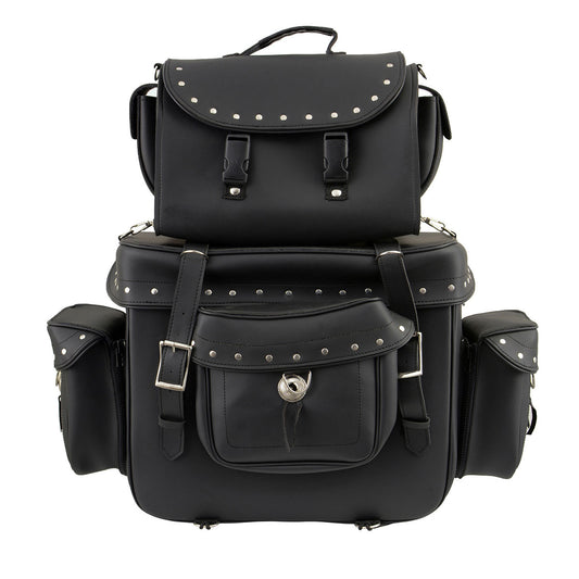 Milwaukee Leather SH660 Large Black 2-Piece PVC Motorcycle Touring Bag Pack