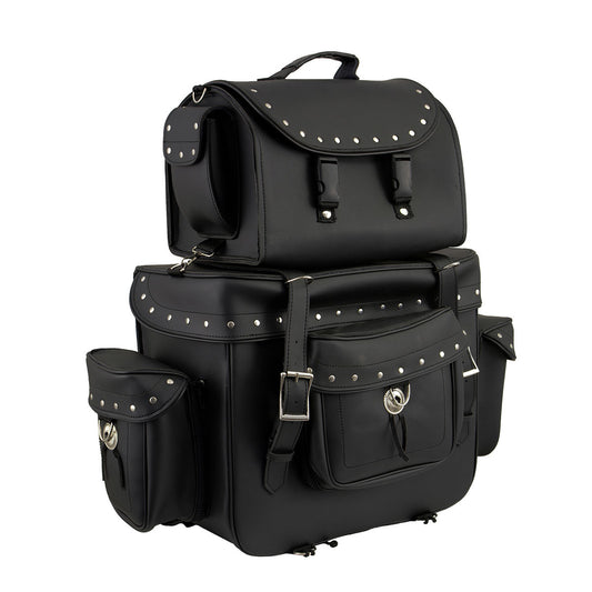 Milwaukee Leather SH660 Large Black 2-Piece PVC Motorcycle Touring Bag Pack