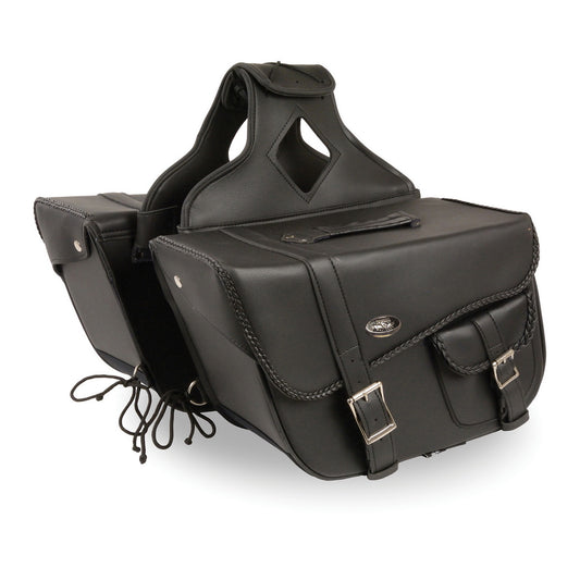 Milwaukee Leather SH665ZB Black Large Braided Zip Off PVC Throw Over Motorcycle Saddlebags