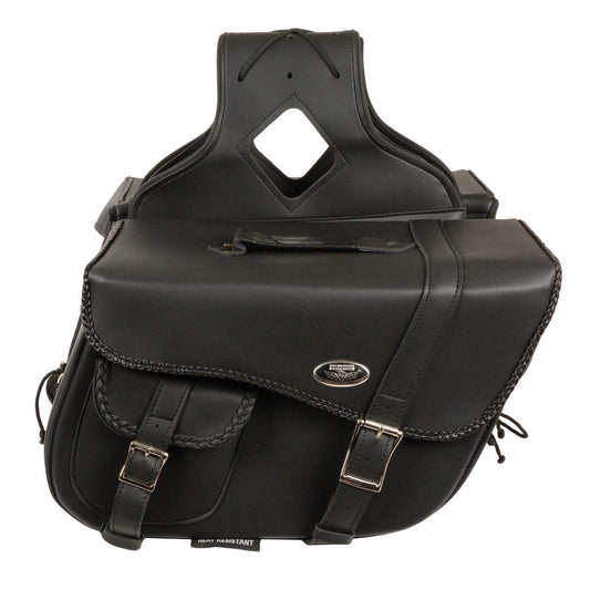 Milwaukee Leather SH665ZB Black Large Braided Zip Off PVC Throw Over Motorcycle Saddlebags