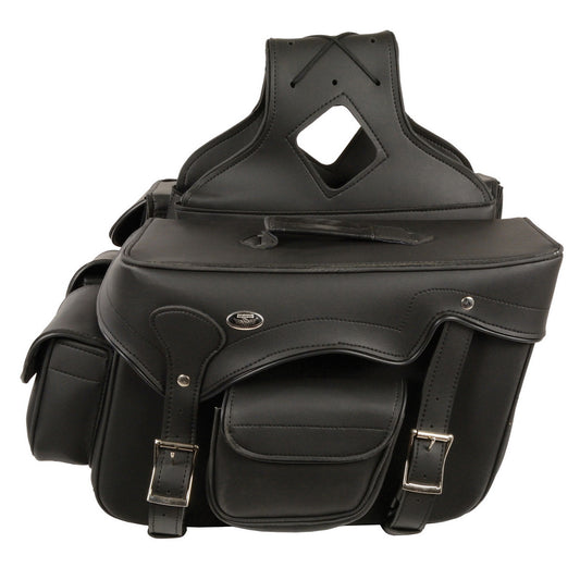 Milwaukee Performance SH666ZB Black PVC Double Front Pocket Throw Over Saddlebags with Reflective Piping