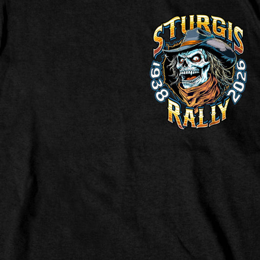 2026 Sturgis Motorcycle Rally Cowboy Skull Men's Black T-Shirt - SPB1214