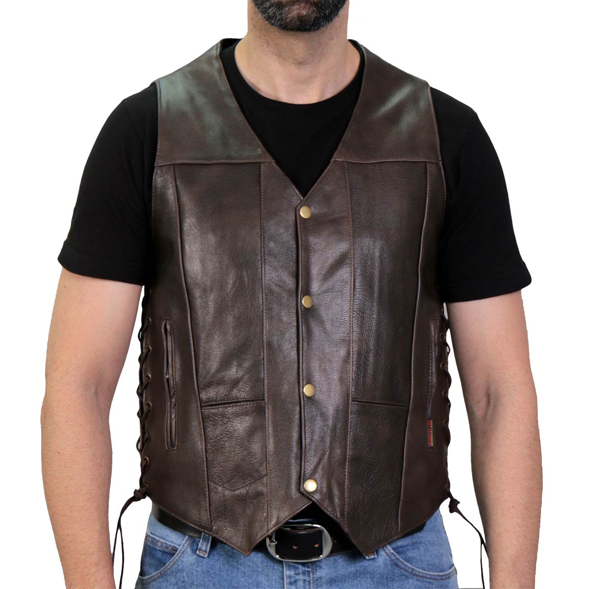 Hot Leathers VSM1040 Men's Retro Brown 'Side Lace' Club Leather