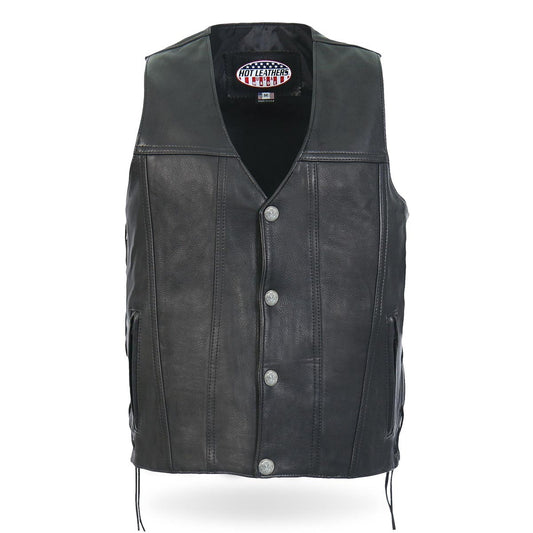 Hot Leathers VSM5005 Men's USA Made Buffalo Nickel Snap Premium Leather Vest