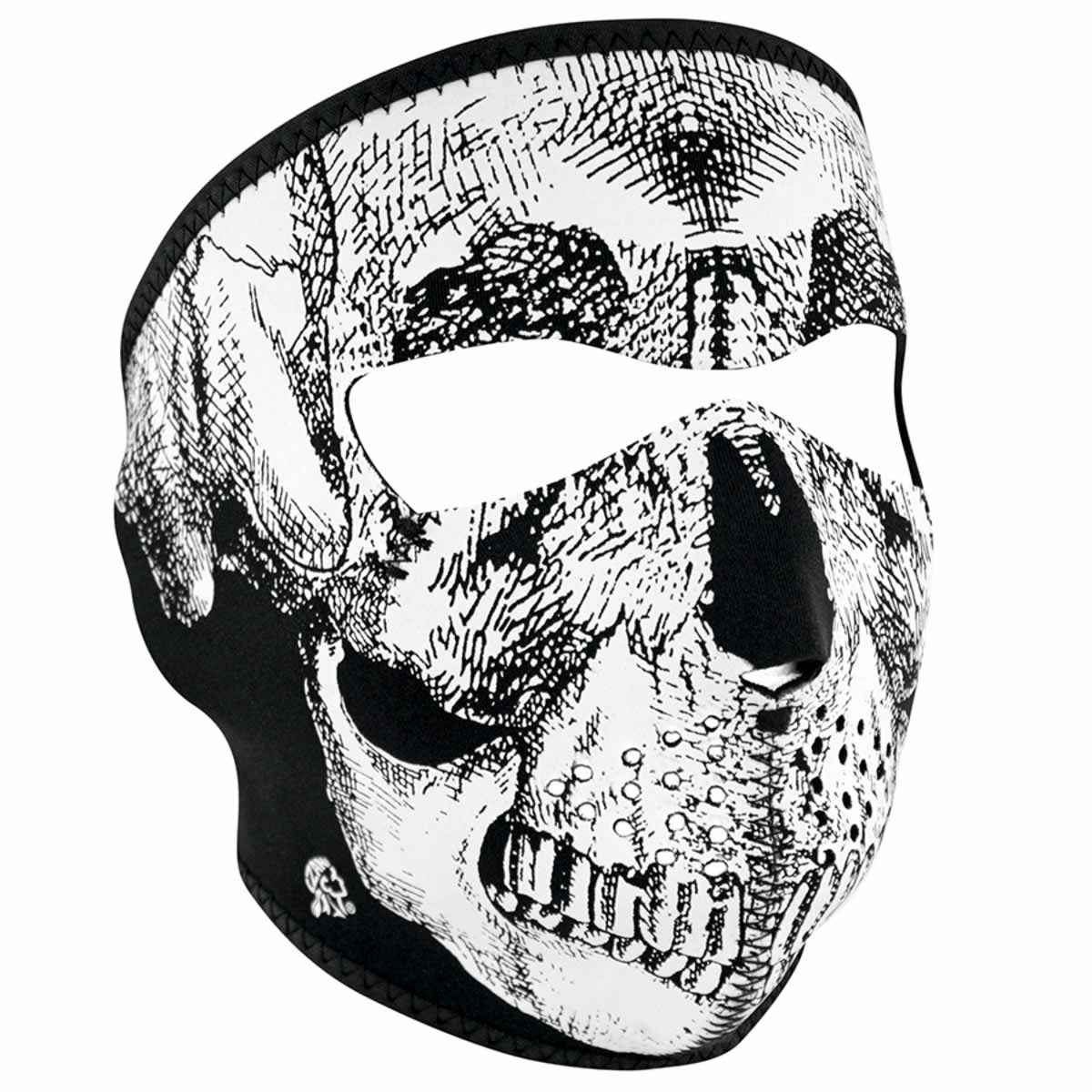ZANheadgear Maschera Integrale In Neoprene – Modello Teschio Fosforescente – Antivento, Reversibile E Regolabile - copertina