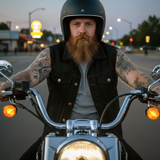 Milwaukee Leather DM1331 Men's Black Denim Motorcycle Biker Riders Vest w/ Shirt Style Collar