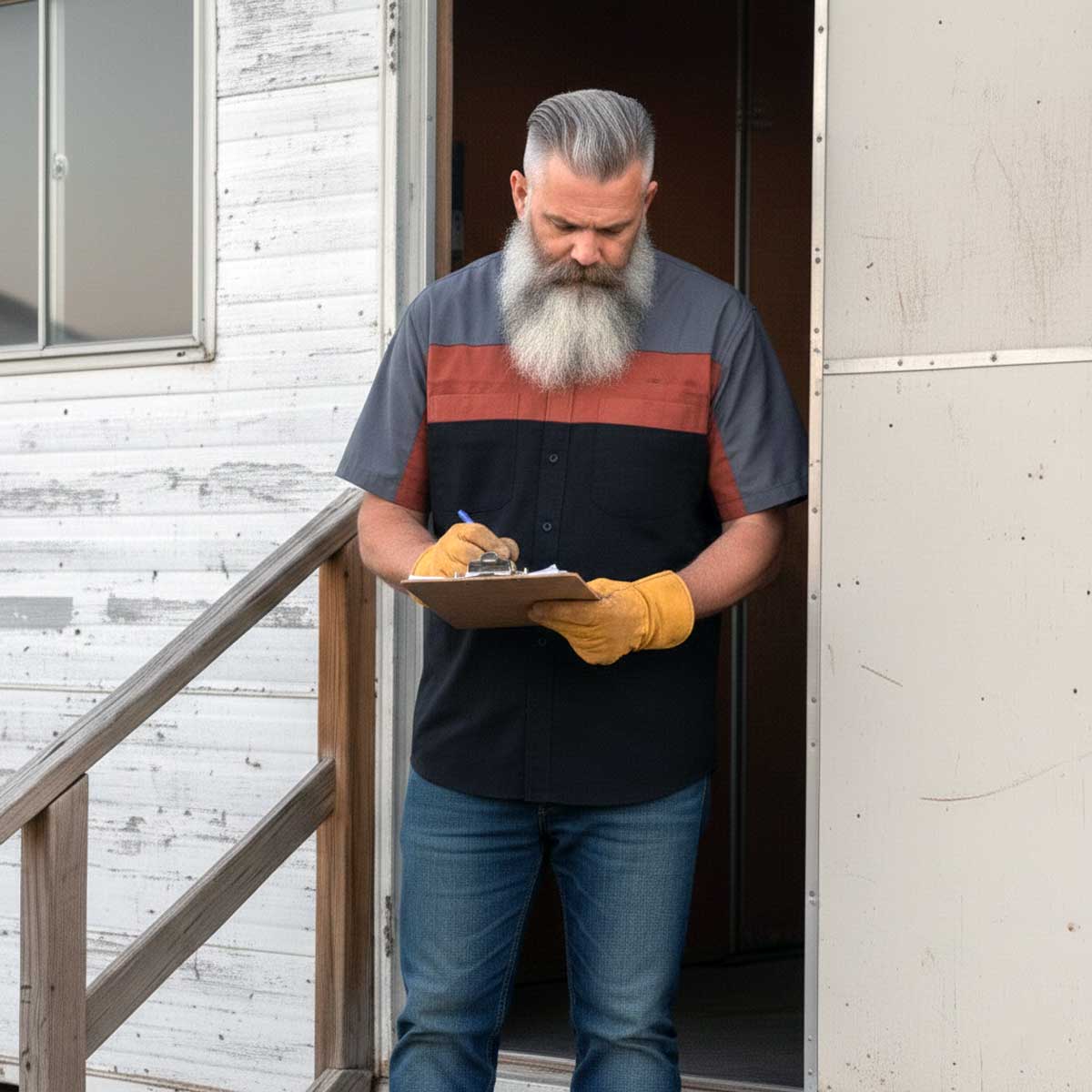 MMCC Men's Pit Stop Mechanic Button Up Shop Shirt, Reflective Strip, 2-Chest Pockets - Black-Orange-Grey - MMC16010