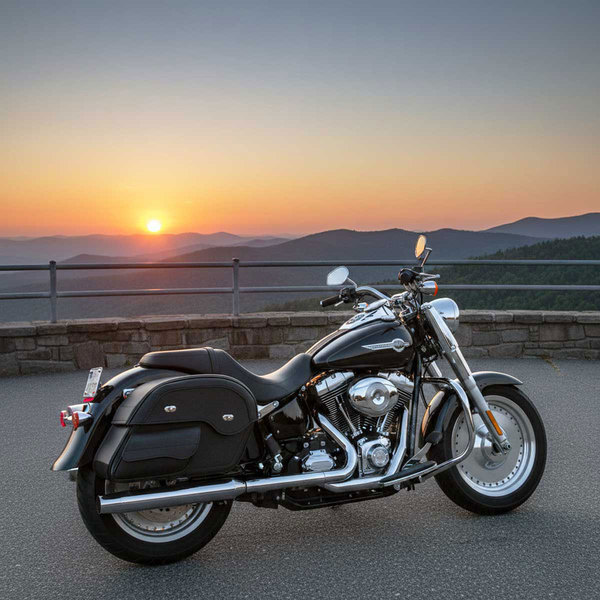 Milwaukee Leather MP8306 Black Large Cruiser Style Slant Throw Over Saddlebags