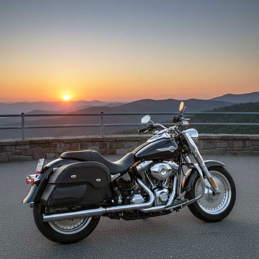 Milwaukee Leather MP8306 Black Large Cruiser Style Slant Throw Over Saddlebags