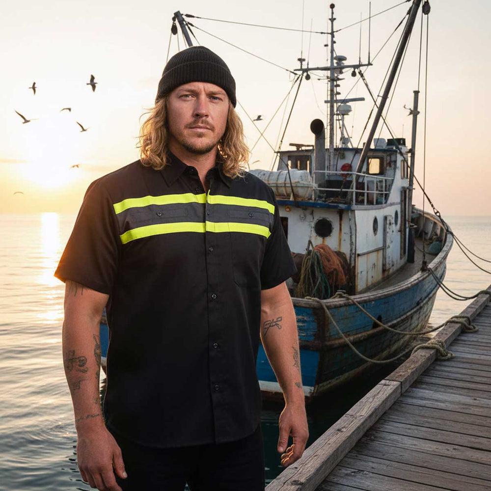 MMCC Men's Petrol Classic Mechanic Button Up Shirt - Dual Chest Pockets - Microfiber Panel - Rider Ready - MMC16007