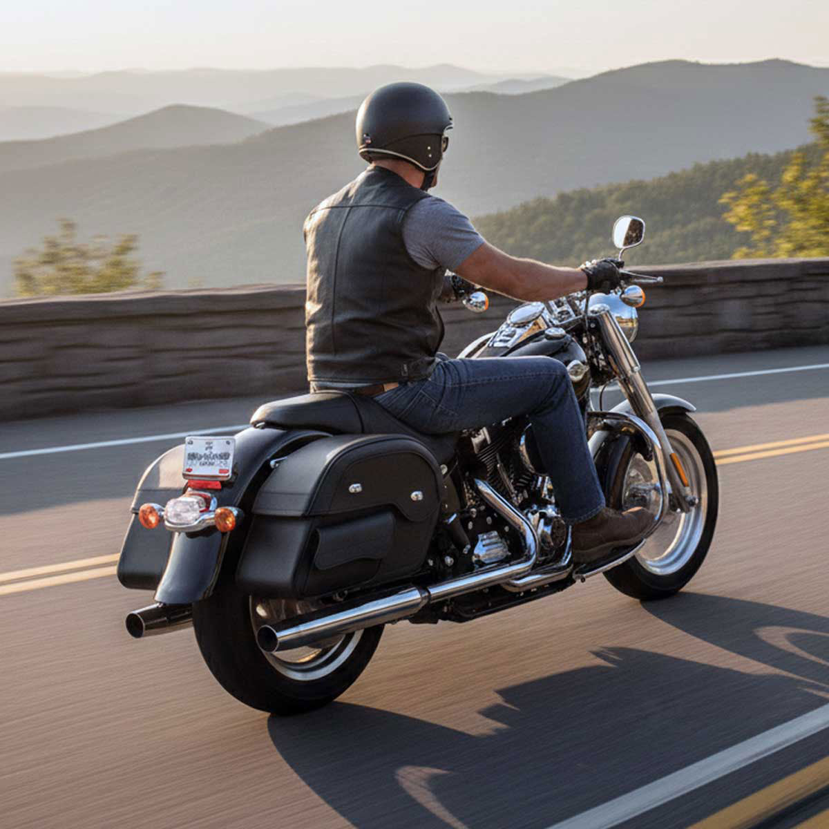 Milwaukee Leather MP8306 Black Large Cruiser Style Slant Throw