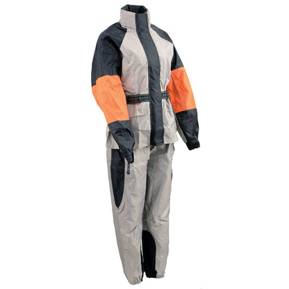 NexGen SH221701 Ladies Orange and Silver Oxford Water Resistant Rainsuit