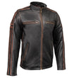 Milwaukee Leather Men’s Copperline Black Leather Moto Café Racer Jacket, Stand Collar, 6 Pockets - SFM1816