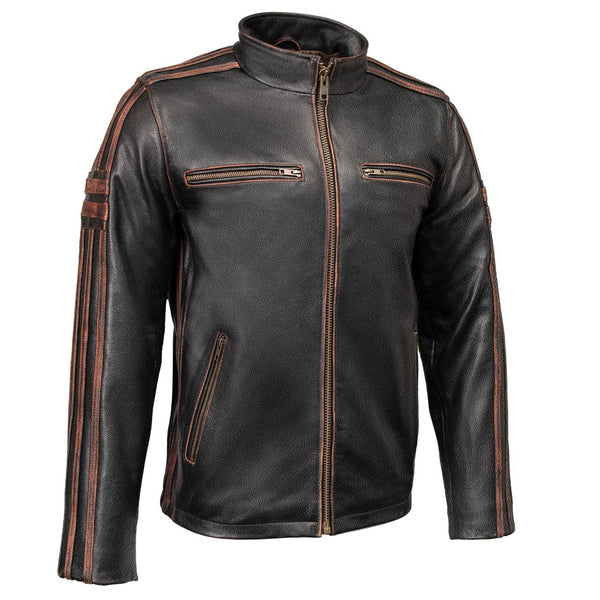 Milwaukee Leather Men's Copperline Black Leather Moto Café Racer