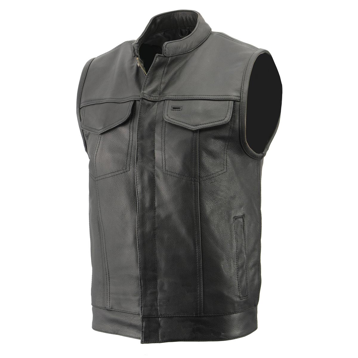 Men's Premium Cowhide Leather Club Style Motorcycle Biker Riding