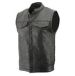 Men’s Premium Cowhide Leather Club Style Motorcycle Biker Riding Vest BZ6410