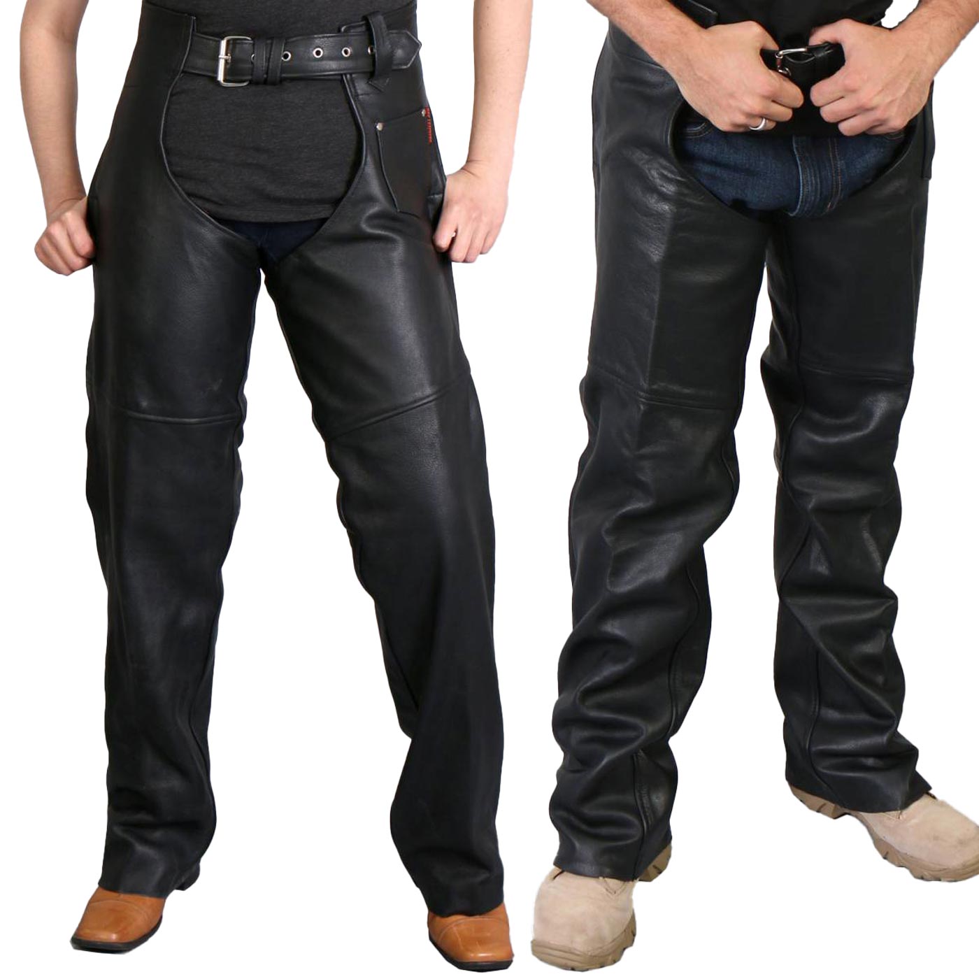 Hot Leathers CHM1005 Best Quality Fully Lined Unisex Black Leather Chaps